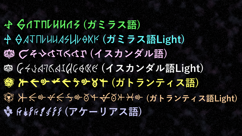 ガミラス語・イスカンダル語・ガトランティス語フォント