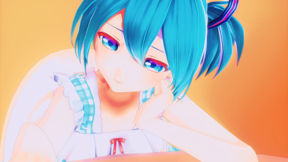 机でため息モーション