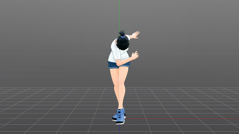 着地＋お辞儀モーション