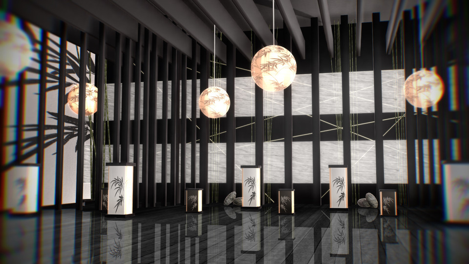 竹と照明の和室Ver.2