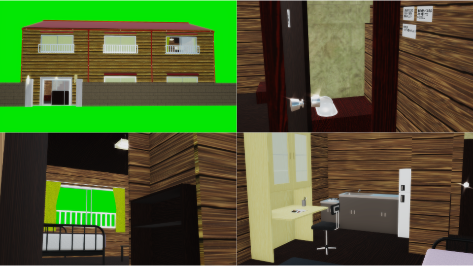 【MMDステージ配布】二階建て木造アパート「MMD荘」