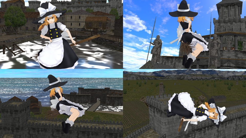 魔理沙がリベルニア公国上空を飛び回る