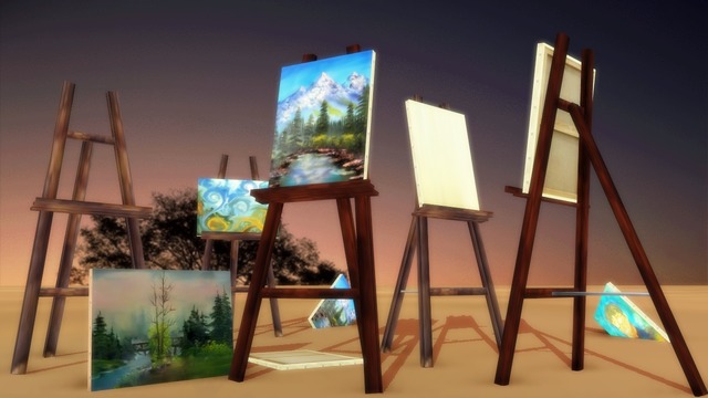 MMD油絵 - イーゼル と キャンバス