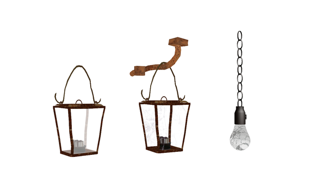 ランタンと裸電球