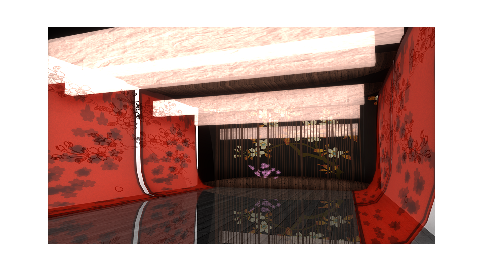 桜和モダン部屋