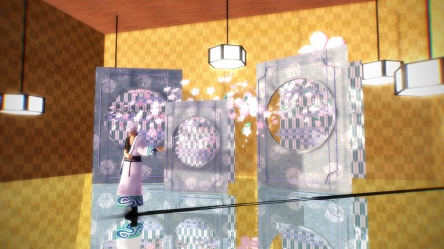 矢絣と桜のステージ