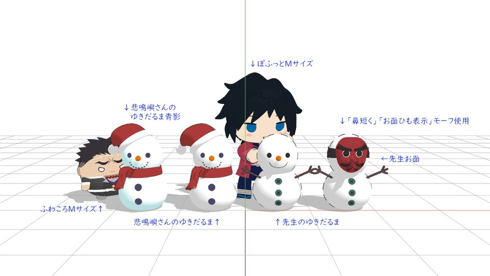 ゆきだるまとお面