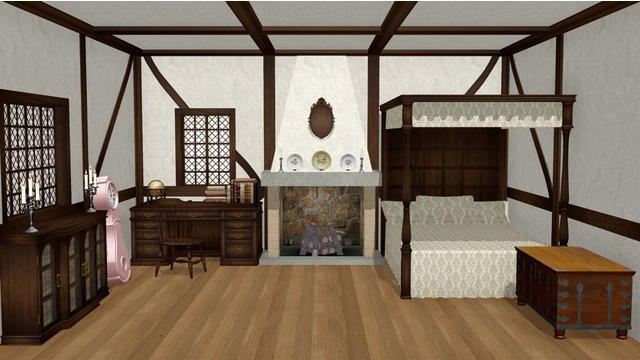 暖炉のある寝室