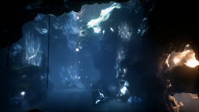 CG洞窟１と水のせせらぎ