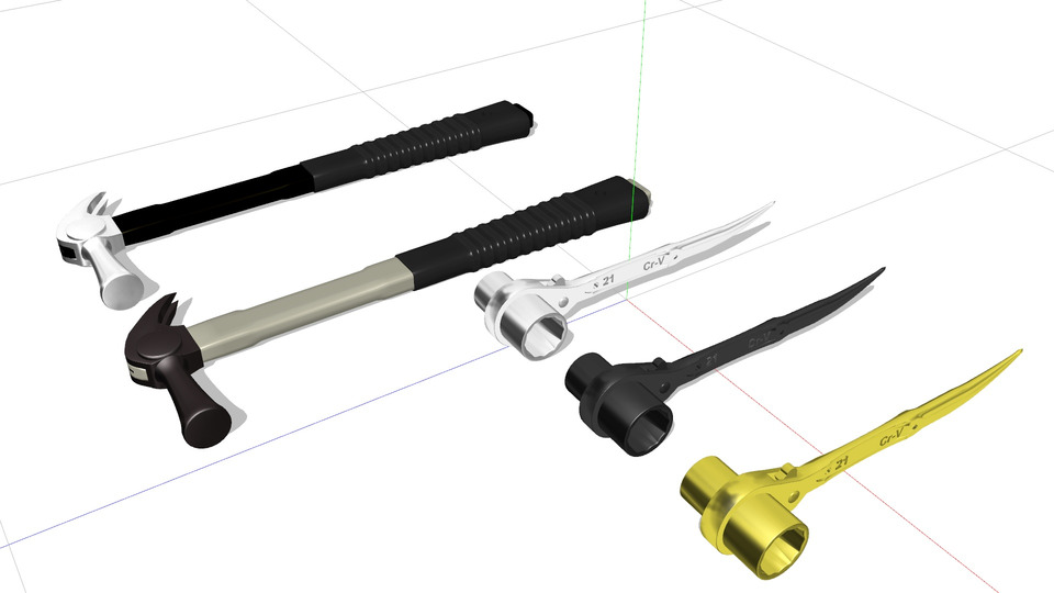 仮枠ハンマーとシノ付きラチェットMMDモデル