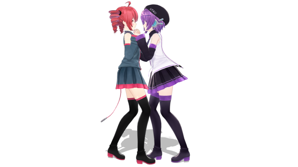 2人抱きつき+恋人つなぎ