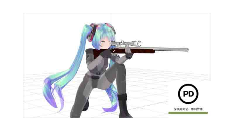 射撃モーション（膝撃ち）