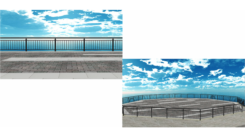 レンガ調の八角ステージ 