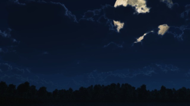 スカイドーム：夜の湖畔