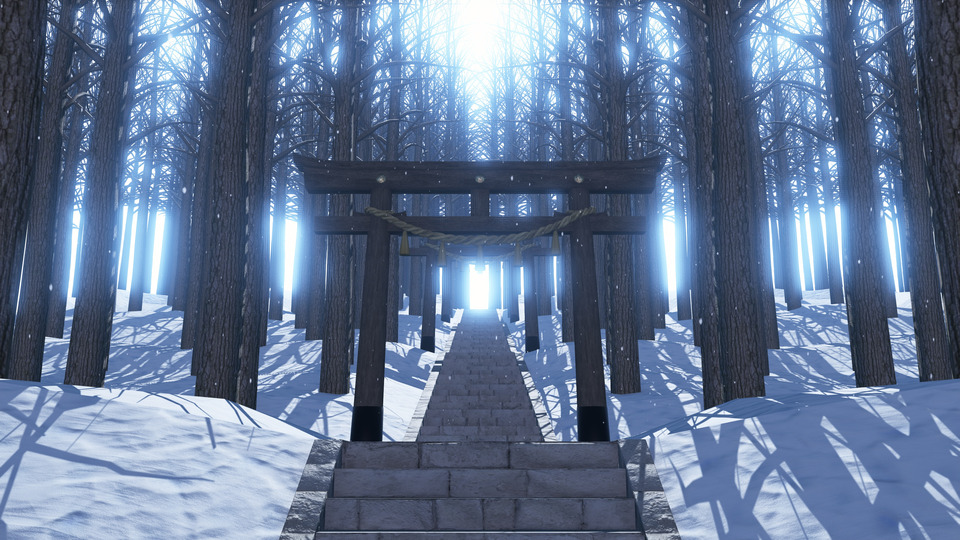 雪林の鳥居