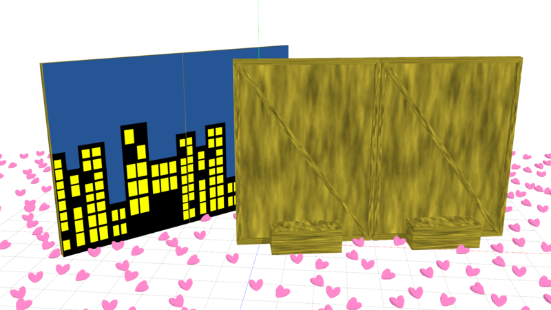 ベニヤ板ステージ＋散らばりハート