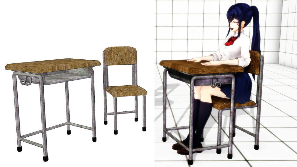 古びた学校机と椅子