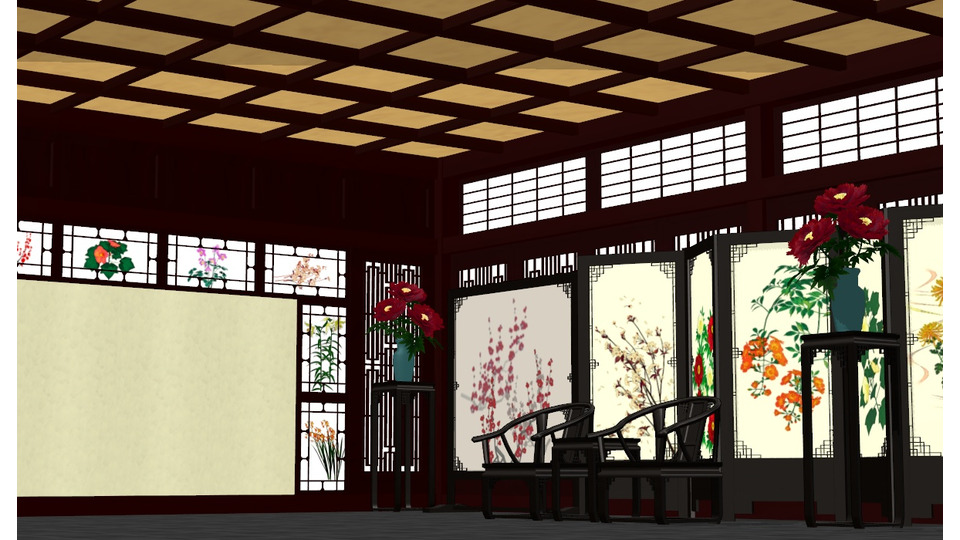 部屋に花を飾る