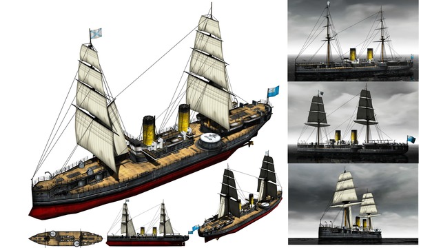 MMD用モブ装甲艦1880セット