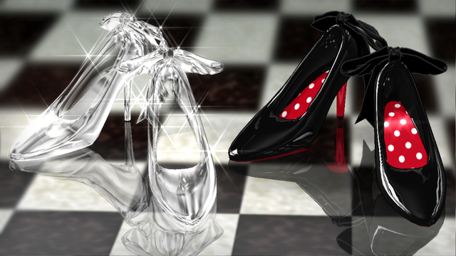 ガラスの靴とリボンのハイヒール
