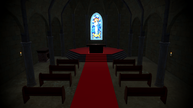 無原罪のステンドグラス教会