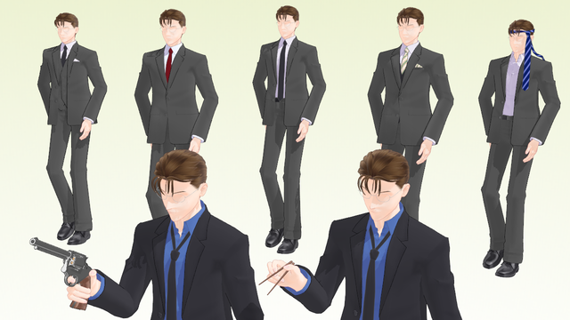 190_01 スーツ衣装 MMD costume model