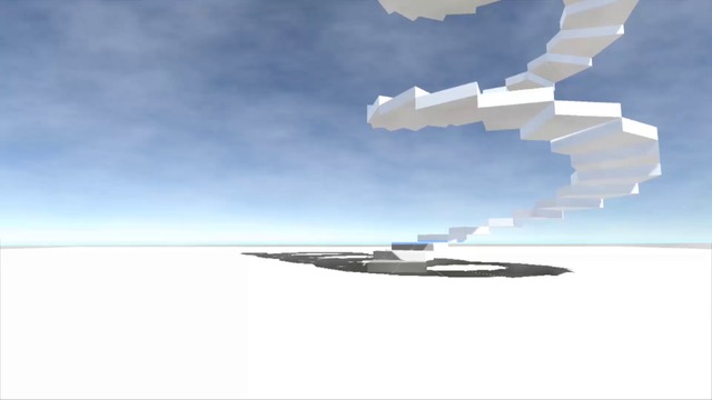 白い螺旋階段と空