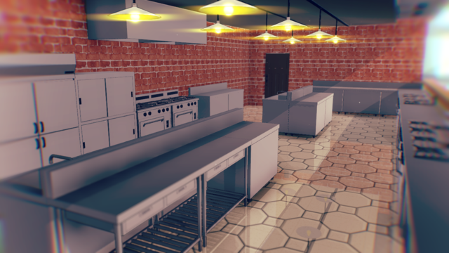 ガーデンテラスの厨房風ステージ