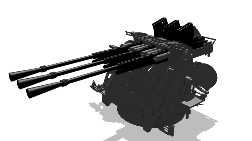 長谷川式二十五粍三連装機銃MMDモデル