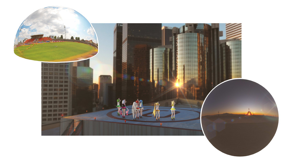 ray-mmdのSkybox背景 床つき　3種