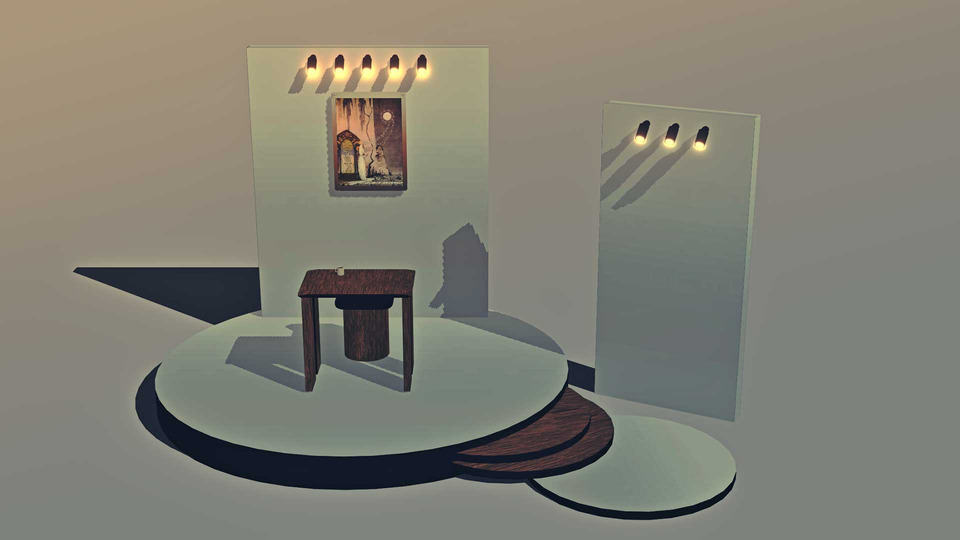 円形床＆柄壁オブジェステージ