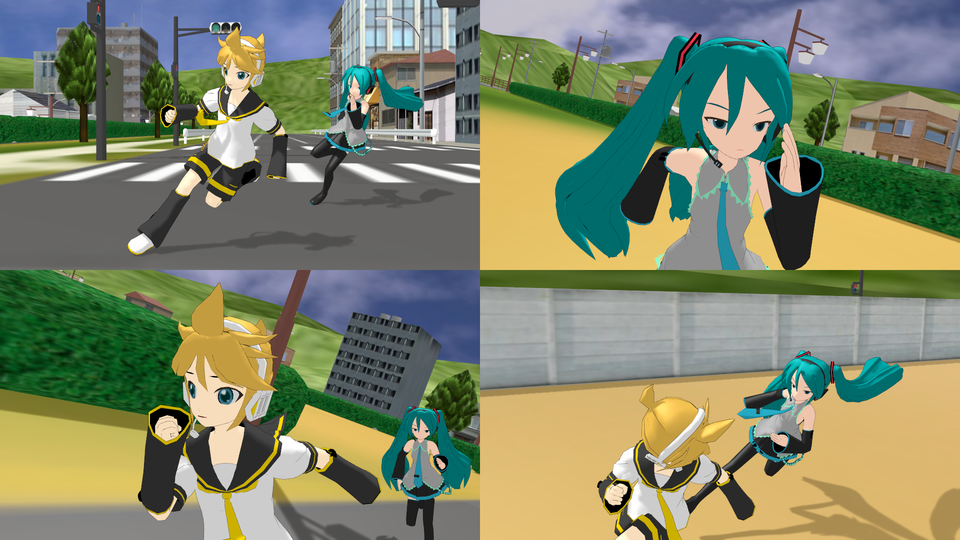 ゲキド街走行ミク＆レン