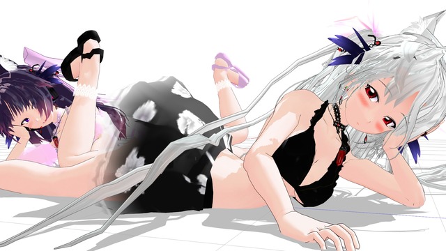 【MMD】黒水着な銀次郎 ＆ 紫月