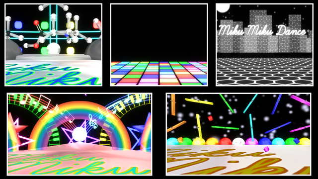 【MMDステージ】分子、表情連動、モノクロ、星型、物理演算