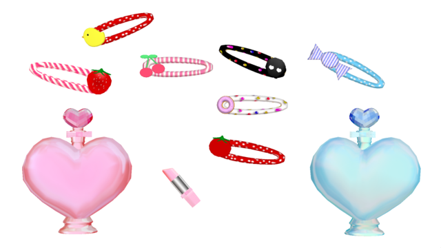 香水、リップ、ヘアピン6種