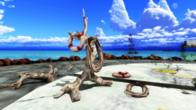 浮き輪 と ロープ と 流木 アクセサリ