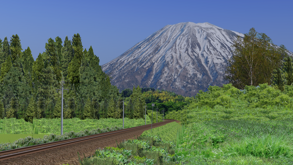 RailSimレイアウト　北4線踏切風