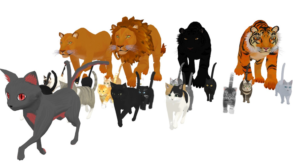 ネコ・トラの歩行モーション