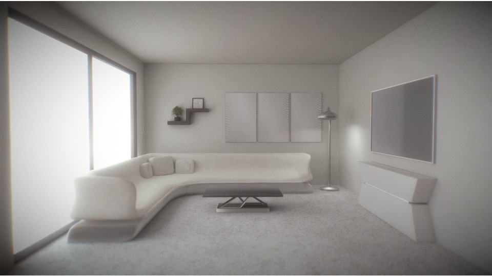 【MMDステージ】White Modern Livingroom