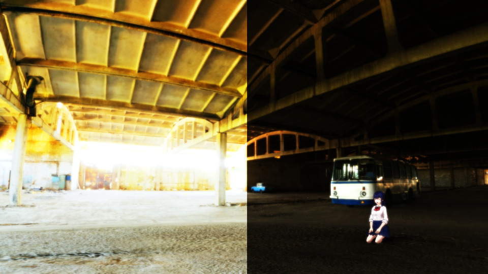 古びたバス車庫