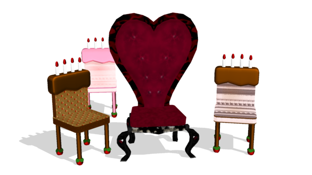 チョコケーキ椅子＆ハート女王椅子