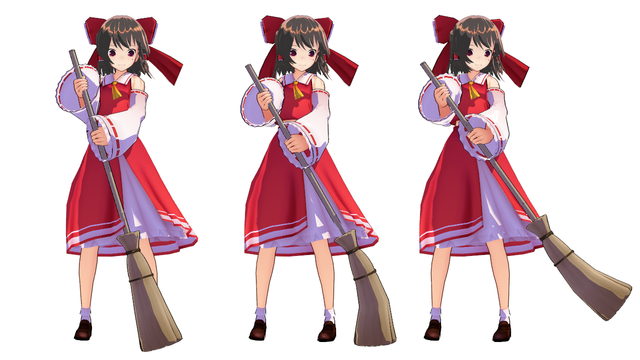 霊夢がホウキで掃くモーション