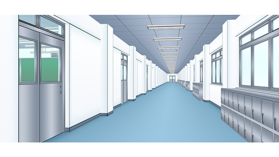 School hallway (学校の廊下)