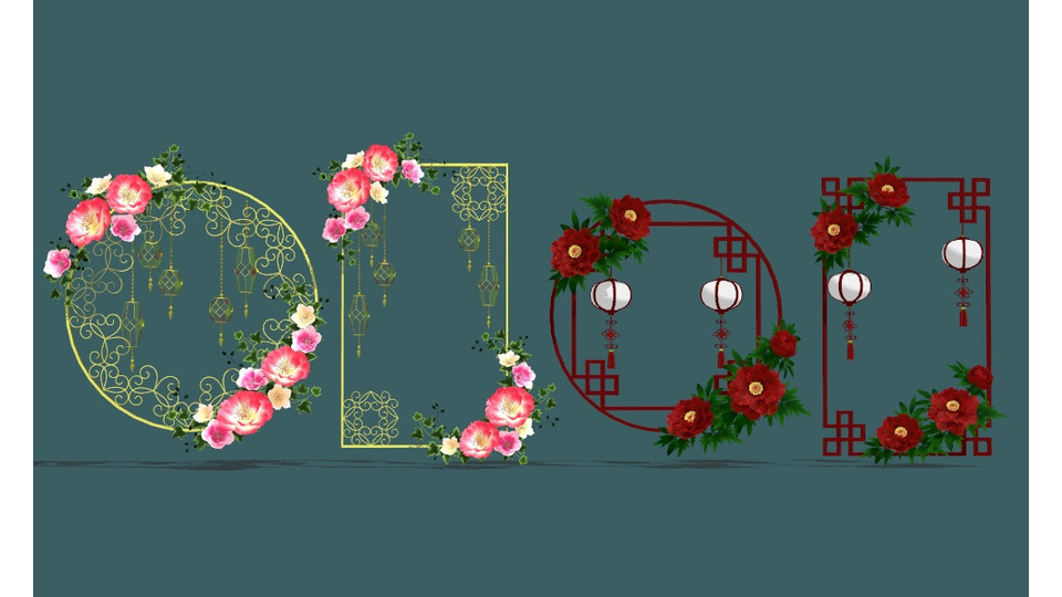 あかりと枠と花