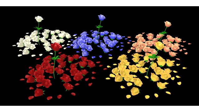 床にまかれたバラなど