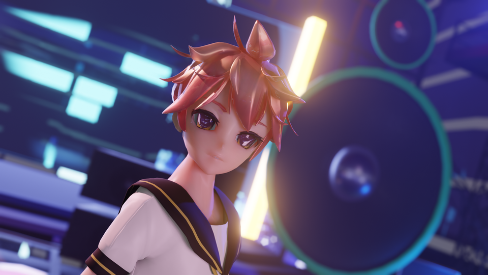 鏡音レン / Kagamine Len PMX/Blender - BowlRoll
