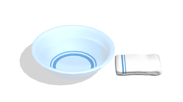 洗面器とタオル